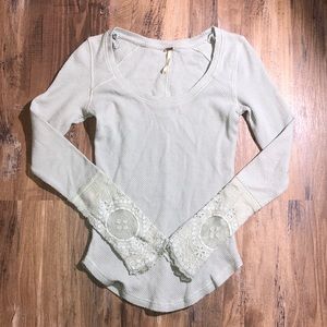 Free People lace sleeve top